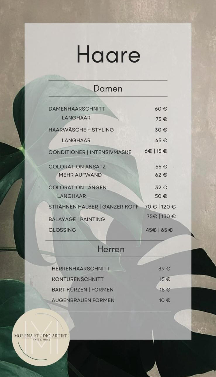 Preisliste Haare
